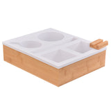 Couch Cup Holder Tray Handy Silicone Bamboo Couch Caddy with Rotatable Phone Holder White