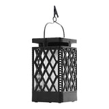 Solar Flickering Flame Lantern Light Diamond Shape Hollowed-Out Lights Patio Deck Yard Decor