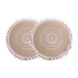 Set of 2Pcs Jute Woven Coaster Round Placemat Kitchen Dining Table Decor Style 1