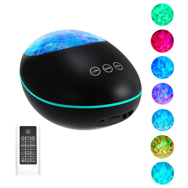 8 Modes Ocean Projector Light Night Light Remote Control Projection Lamp Black