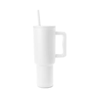 40oz Insulated Tumbler Stainless Steel Drink Cup with Handle and Straw Lid White