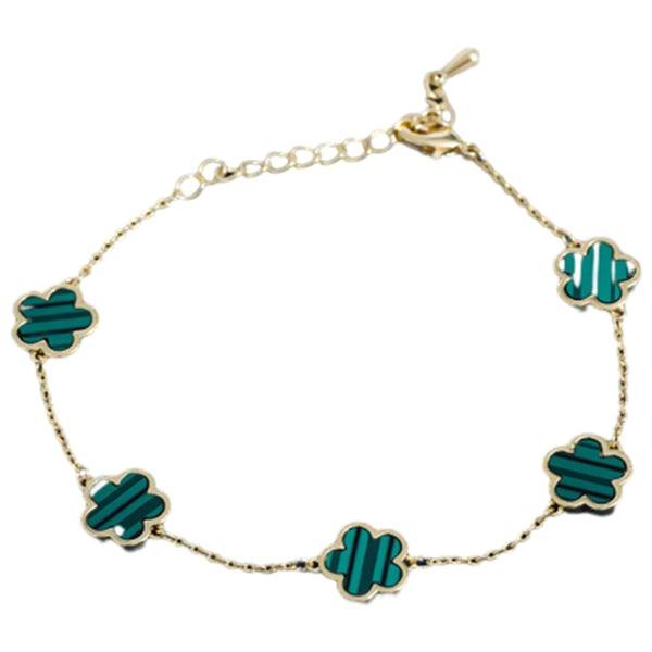 Dainty 5-Clover Bracelet Tarnish-Free Double Sided Bracelet for Women Green