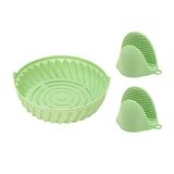 Reusable Silicone Air Fryer Liners Round Fryer Basket Oven Accessories with Pair of Silicone Gloves