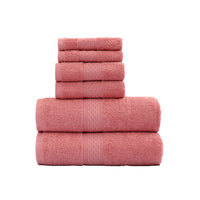 6 Piece Cotton Towel Set Bath Towels Hand Towels Washcloths for Bathroom Red