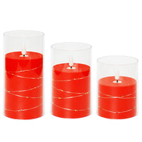 3Pcs LED Candles Battery Operated Fake Candles for Romantic Ambiance Home Decoration Red