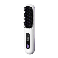 Cordless Hair Straightening Brush Portable Electric Heat-Up Straightener Comb White