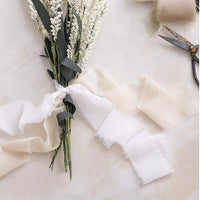 3 Rolls Fringe Chiffon Silk Ribbon Set Frayed Edges Ribbon Wedding Gifts Wrapping Decoration Style 2