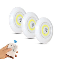 3Pcs Set Wireless Stick-On LED Tap Lights Remote Control COB Light Under Cabinet Closet