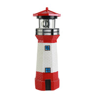 Solar Garden Lighthouse with Rotating Lamp Outdoor Decorative LED Lights for Garden Patio Lawn Red