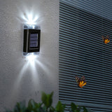 4Pcs Solar Powered Wall Lights Water-Resistant Garden Door Fence Decorative Lights - White