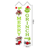 Grinch Inspiration Christmas Porch Sign Merry Christmas Door Banner Xmas Decorations Green