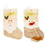 2Pcs Santa Gift Hanging Stocking Xmas Hanging Pouch Christmas Stocking Decoration for Holiday Party Decor Style 1