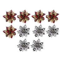 Set of 10 Pcs Christmas Tree Decorative Artificial Flower Glitter Simulate Flowers