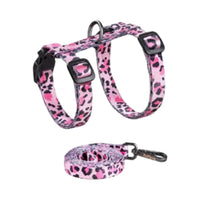 Adjustable Cat Harness and Leash Set Escape Proof Strap for Walking Travel Pink