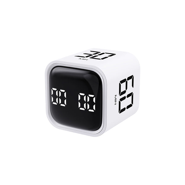 Rotation Cube Timer Time Setting Countdown Gravity Timer for Kitchen Work Study White