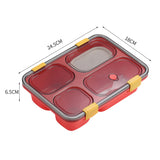 Portable 4-Compartment Microwaveable Lunch Box Bento Box with Cutlery Red