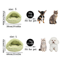 Winter Warm Pet Bed Cat and Dog Nest Plush Semi-Closed Pet Bed Sofa Green