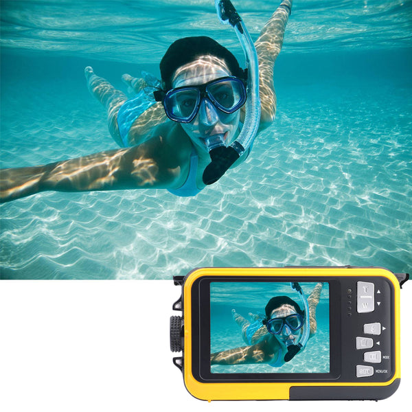 24MP Waterproof Digital Camera 1080P Underwater Camera for Snorkeling Yellow