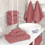 6 Piece Cotton Towel Set Bath Towels Hand Towels Washcloths for Bathroom Red