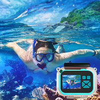 Kids Digital Camera Set Video Camera with Waterproof Case and Memory Card Blue