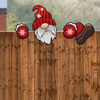 Christmas Outdoor Fence Peeker Xmas Garden Ornaments Decoration Style 3