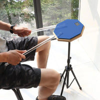 Silent Practice Drum Pad Set Dumb Drum with Drum Stand for Beginners Blue