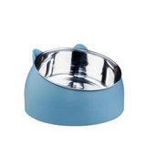 Tilted Dog Food Bowl Stainless Steel Cat Dog Feeder Blue