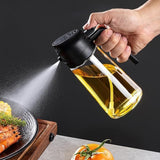 2 in 1 Oil Dispenser and Oil Sprayer 470ML Oil Dispenser Bottle for Kitchen Cooking Black