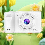 8X HD Digital Camera Autofocus 4K Camera with Memory Card White