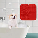 3Pcs Dog Feeding Set Silicone Pet Slow Feeder Lick Mat with Can Lids and Spoon Red