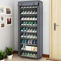 Shoes Rack with Cover Large Shoe Shelf Grey