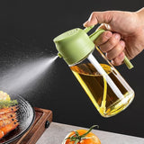 2 in 1 Oil Dispenser and Oil Sprayer 470ML Oil Dispenser Bottle for Kitchen Cooking Green