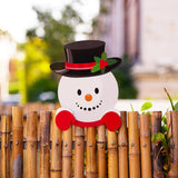 Christmas Fence Peeker Decoration Peeping Over Fence Xmas Outdoor Garden Sign Style 3