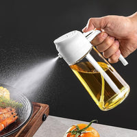 2 in 1 Oil Dispenser and Oil Sprayer 470ML Oil Dispenser Bottle for Kitchen Cooking White