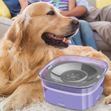 2L Dog Water Bowl Anti Splash Dog Bowl Water Dispenser Slow Drinking Water Bowl Purple