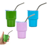 3Pcs Mini Stainless Steel Tumbler Cup Set with Straw and Lid for Party Outdoor Style 1