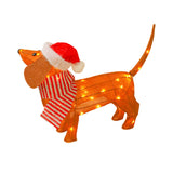 3D Light Up Dachshund Dog Ornament Christmas LED Lighted Standing Outdoor Decoration