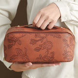 Travel Makeup Bags Wide Open Cosmetic Organizer Bag Toiletry Bag Brown