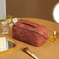 Travel Makeup Bags Wide Open Cosmetic Organizer Bag Toiletry Bag Brown