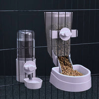 Automatic Food Water Dispenser Set Pet Feeder Bowl Set for Cage Purple