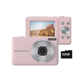 16X Zoom Digital Camera with 32GB Card 1080P Mini Video Camera for Teens Kids Pink