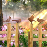 Set of 4Pcs Rusty Metal Birds Ornament Fence Garden Art Decor