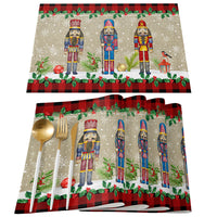 4Pcs Nutcrackers Soldier Merry Christmas Placemats Holiday Table Mats Style 2