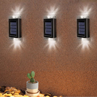 4Pcs Solar Powered Wall Lights Water-Resistant Garden Door Fence Decorative Lights - White