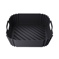 2Pcs Reusable Square Air Fryer Silicone Liner Pots Oven Baking Trays Black and Grey