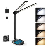 Adjustable Double Head LED Desk Lamp with Wireless Charging Dock Touch Control Reading Lamp for Home Office