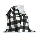 125×145cm Reversible Plush Blanket Soft Throw Blanket for Sofa Couch Bed Black