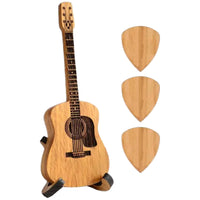 Wooden Guitar Pick with Guitar Shaped Box and Stand Mini Guitar Pick Holder