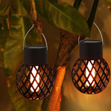 4 Pcs Solar Lantern Lights Hanging Flickering Flame Lights Outdoor  Garden Yard Festival Decor