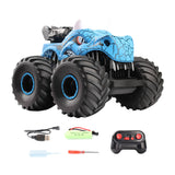 Dinosaur Toy Car RC Stunt Car 360 Degree Rolling Twister with Light Blue